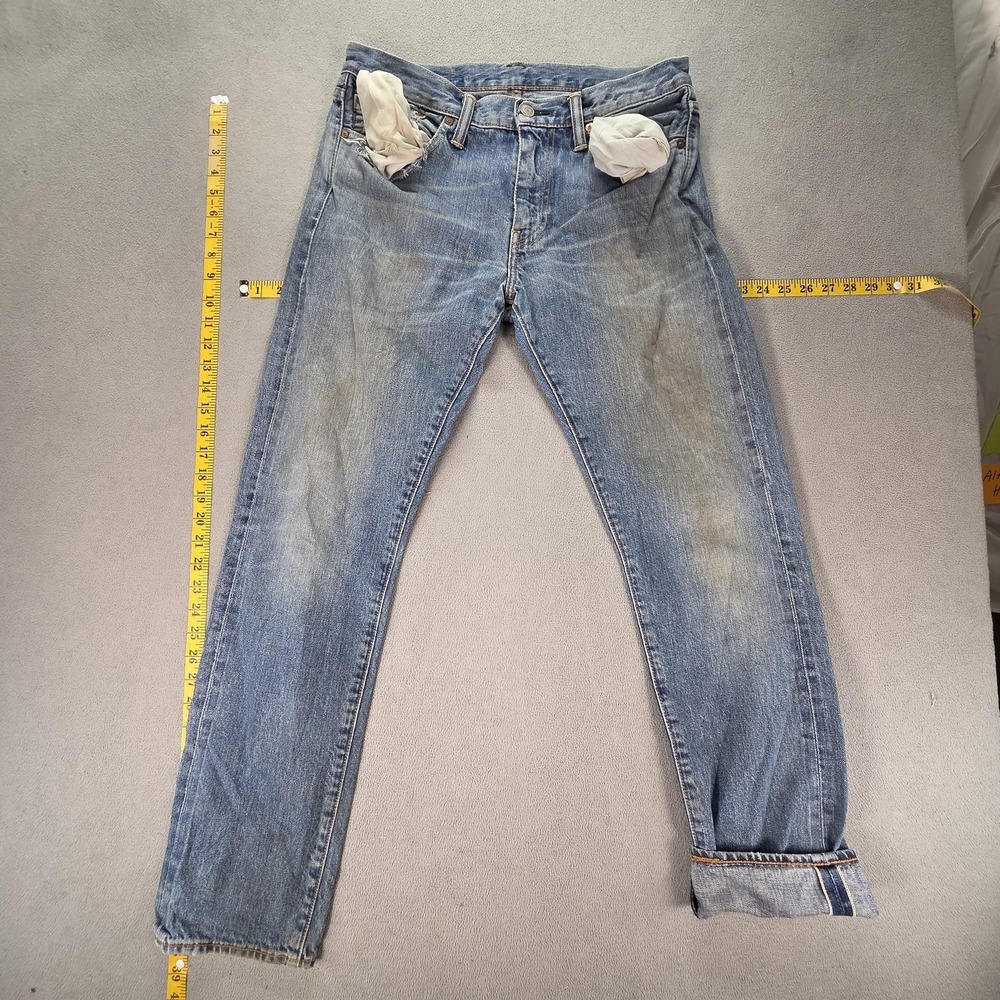 Levis 511 Jeans Mens Selvedge‎ Blue Light Wash Honeycomb Whiskers Fits 31x31